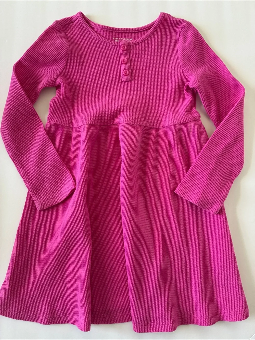 The Children's Place Pink Waffle-Knit Long-Sleeve Dress-4T